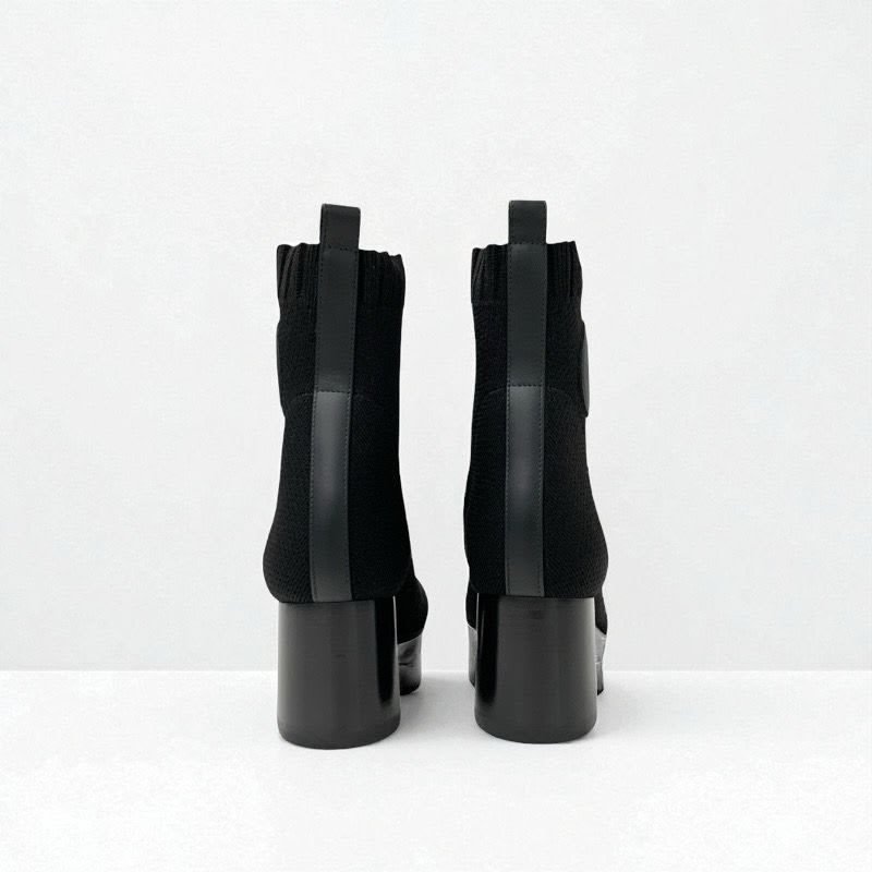 Hermes Volver Boots Short Shoes Fabric Leather Black Sock