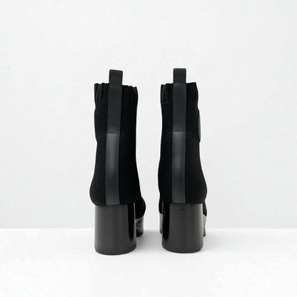 Hermes Volver Boots Short Shoes Fabric Leather Black Sock