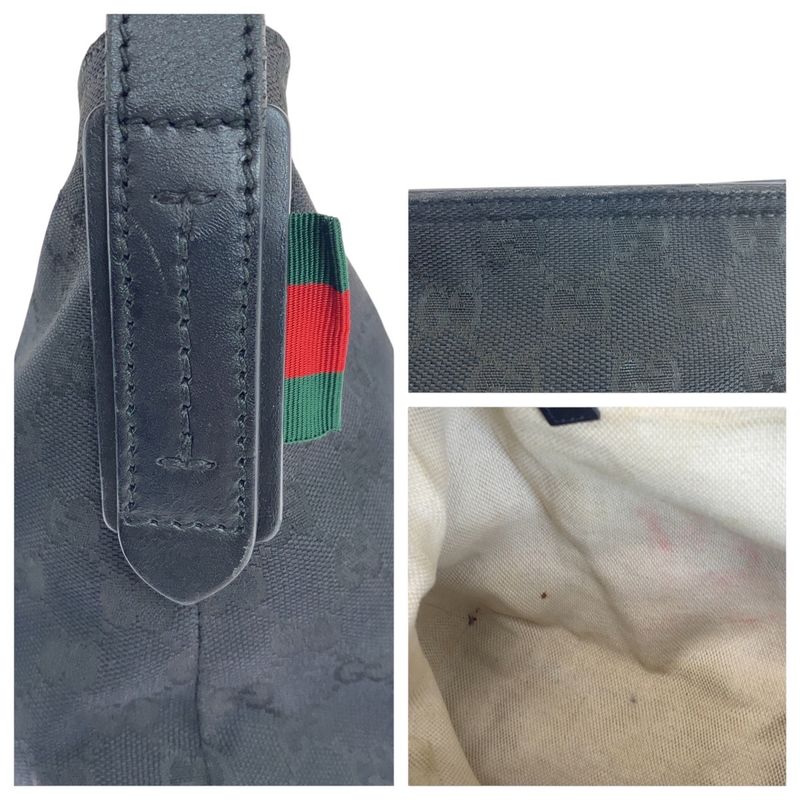 Gucci Sherry Line Black GG Canvas/leather 308930 Crossbody Shoulder Bag Unisex