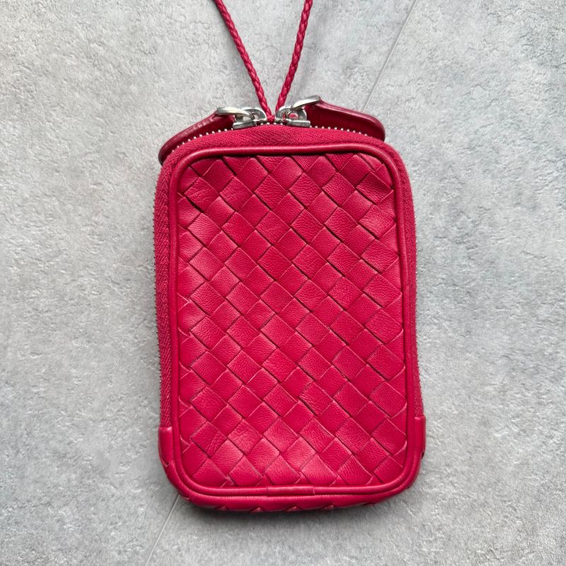 Bottega Veneta Intrecciato Leather Coin Case Card Case Strap Mini Wallet
