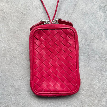 Bottega Veneta Intrecciato Leather Coin Case Card Case Strap Mini Wallet