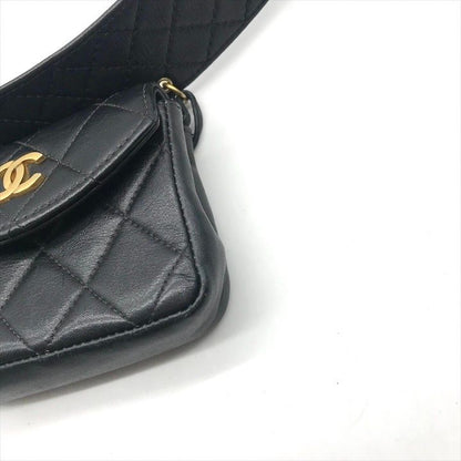 Chanel CC Logo Push Lock Mini Quilted Waist Pouch Black
