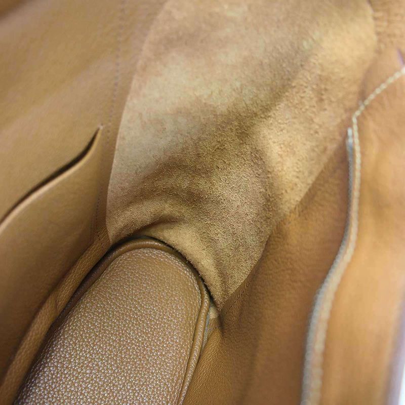 Hermes L Engraved 2008 Good News PM Leather Shoulder Bag Gold