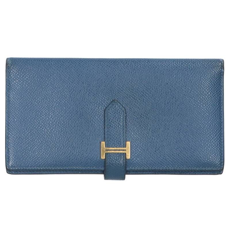 Hermes Bearn Soufflé Y Engraved Ghardware Leather Wallet Men's