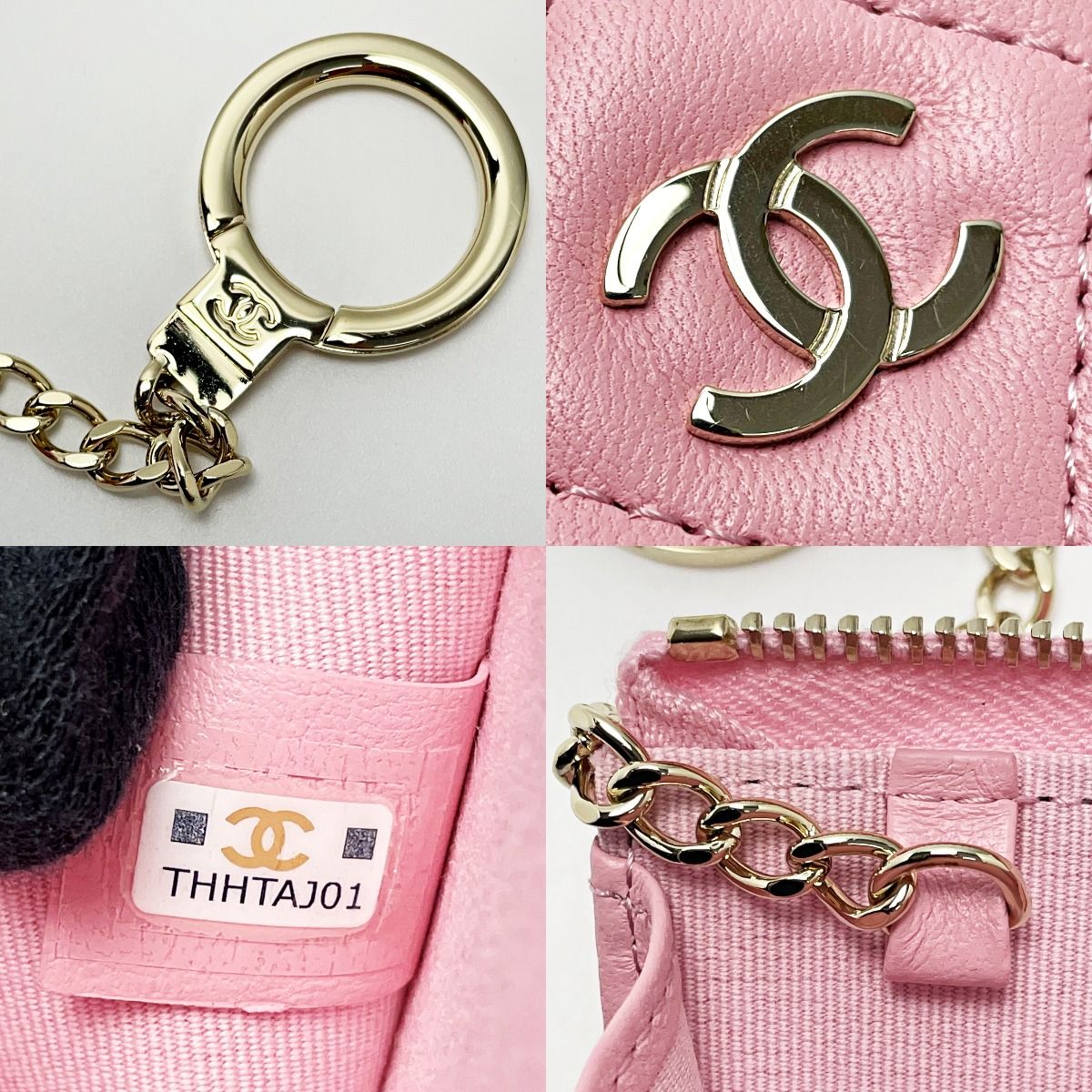 Chanel Matelasse Ap0221 Baby Pink Coin Case Lambskin Ladies Gold Hardware