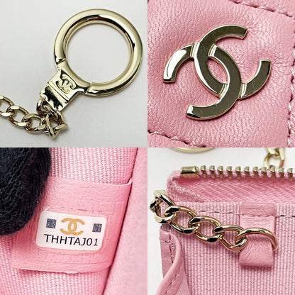Chanel Matelasse Ap0221 Baby Pink Coin Case Lambskin Ladies Gold Hardware