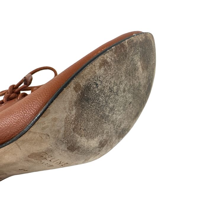 Celine ③ Leather Short Boots Women's Brown 36