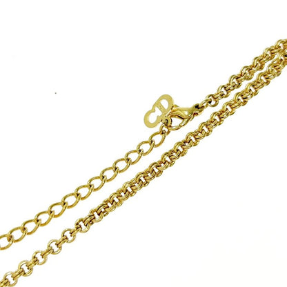 Christian Dior GP Rhinestone CD Logo Necklace Women's Gold 404730 Necklace