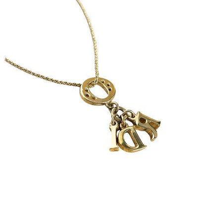Christian DIOR Necklace DIOR Logo Metal Gold
