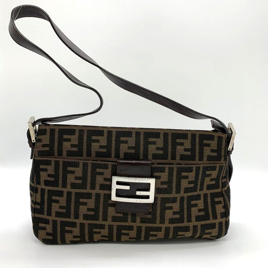 Fendi 222825566 Zucca Shoulder Bag Mamma Bucket Canvas Brown Women