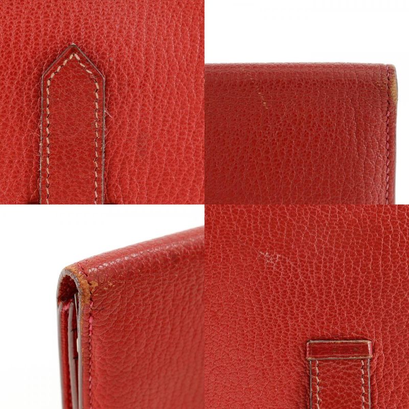 Hermes Bearn Souffle Red □K Ladies Bifold Wallet