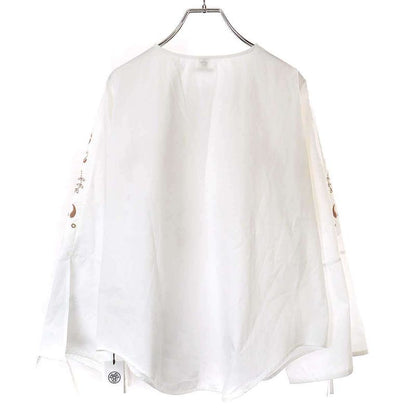 Hermes 25ss Embroidery Wide Blouse Shirt H5e3616da White 38