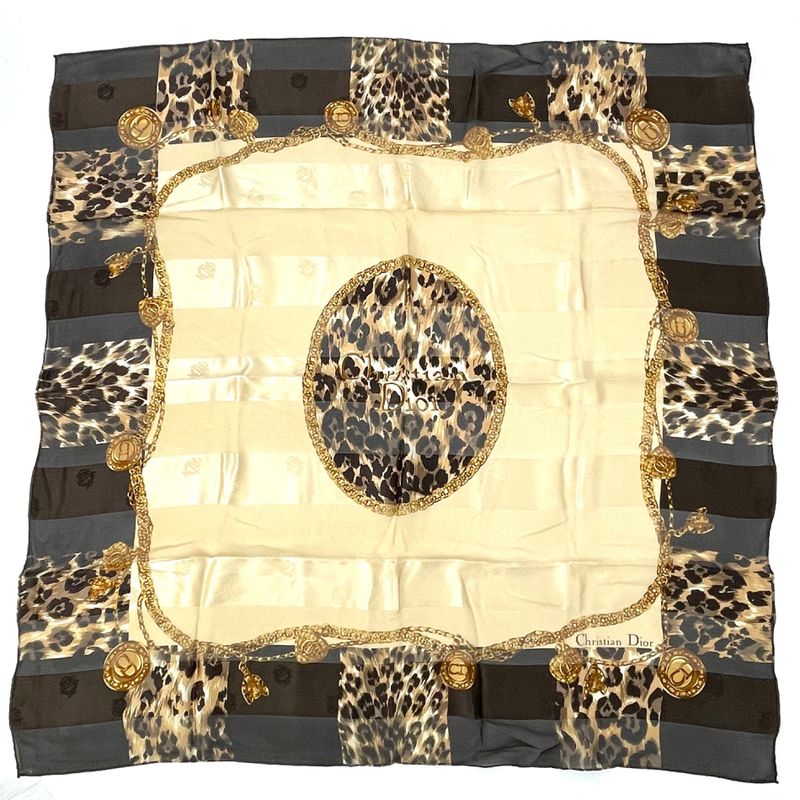 Christian DIOR Large Logo Scarf Silk Blawan