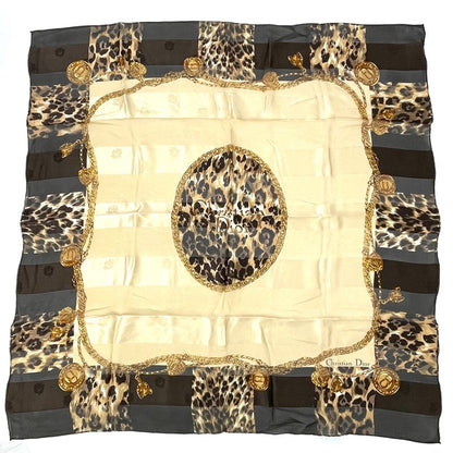 Christian DIOR Large Logo Scarf Silk Blawan