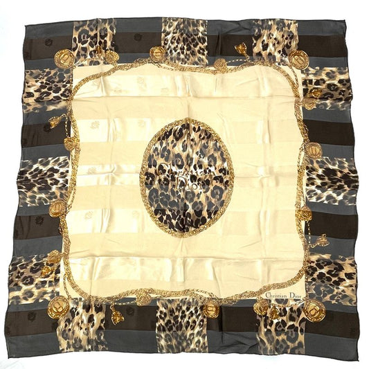 Christian DIOR Large Logo Scarf Silk Blawan