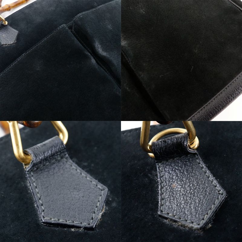 Gucci Bamboo Tote Old Gucci Suede Black Women's Tote Bag