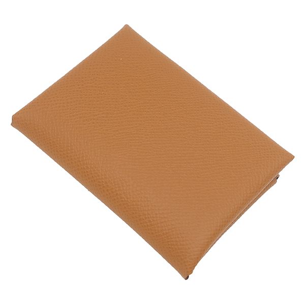 Hermes Card Case Calvi Duo Vaux Epson Gold Silver Hardware Never Used Brown W