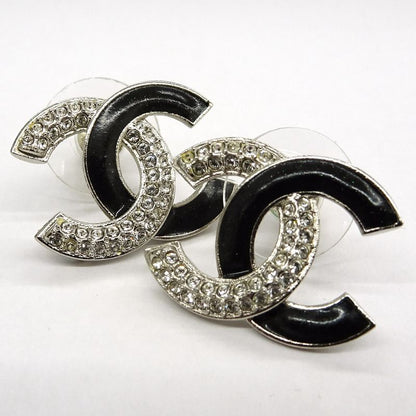 Chanel Earrings Coco Mark A24V Rhinestone Metal SV Accessories -