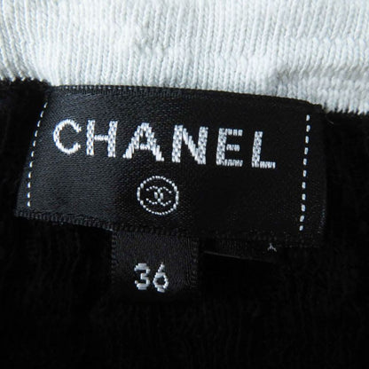 CHANEL P72078 Bicolor Short Sleeve Dress With Coco Mark Buttons Black White 36