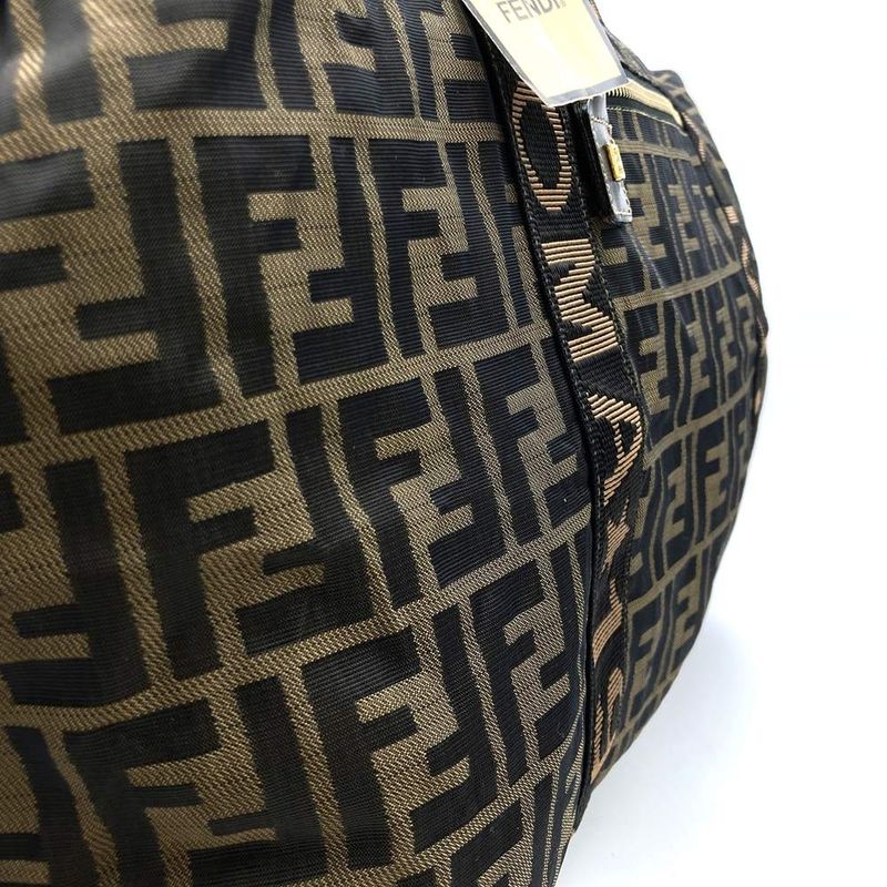 Fendi Zucca Boston Bag Nylon Brown Women Men