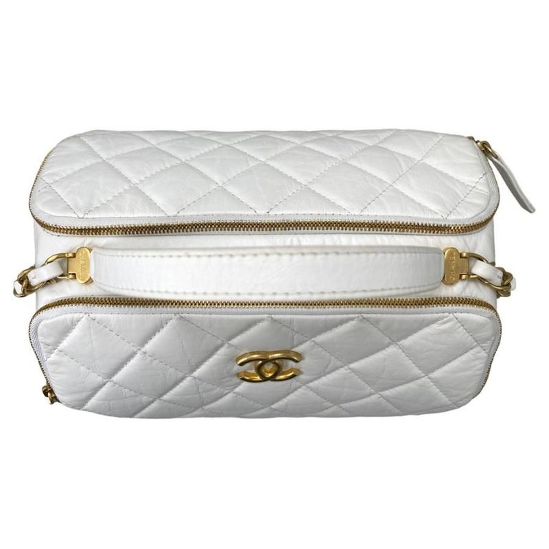 Chanel As3740 Beau Ring Bag Calf Handbag Shoulder Bag Random Plate White Gold