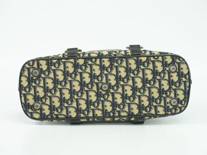 Authentic Christian DIOR Trotter Handbag Canvas Navy Trotter Bag Pre-owned