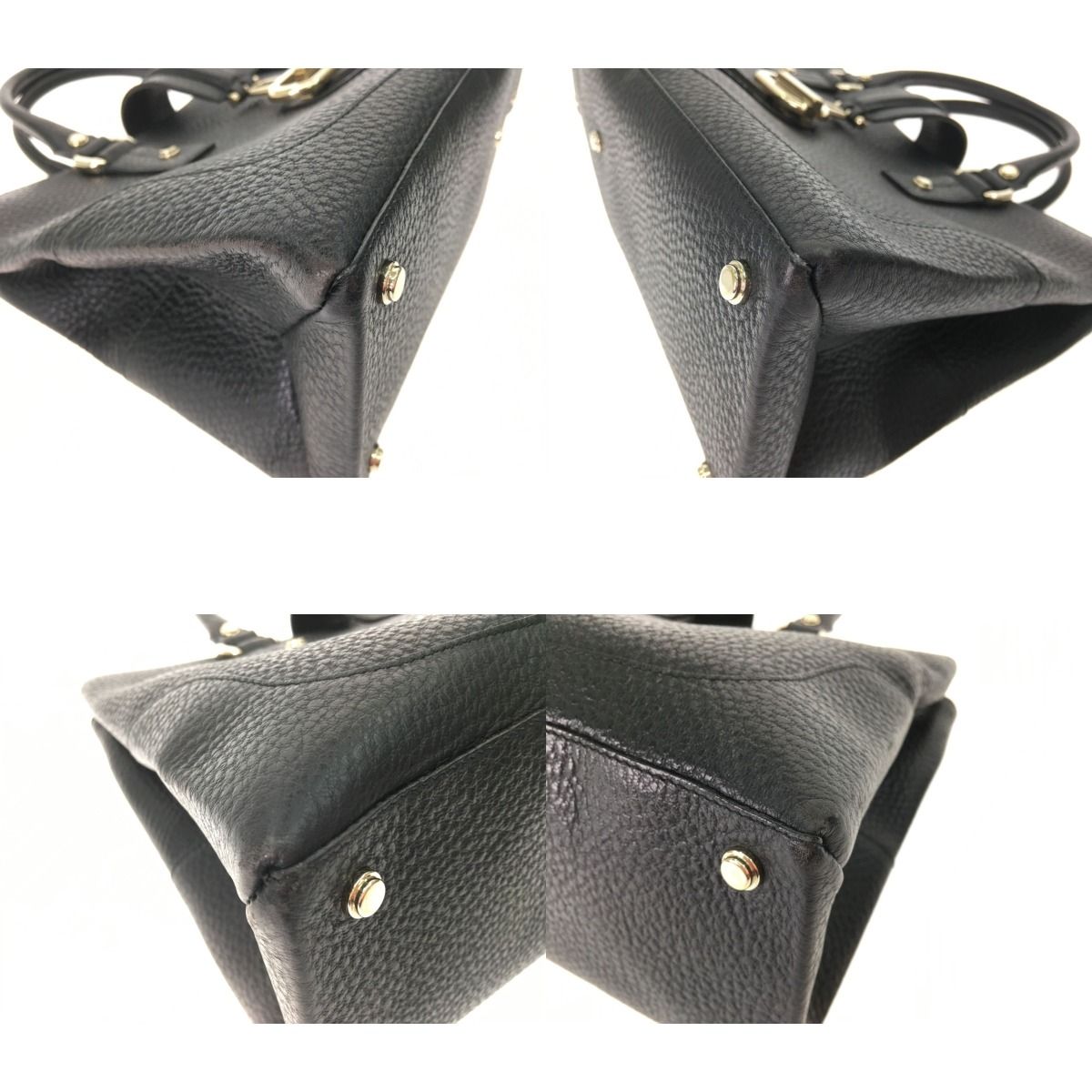 Gucci Women's Gold Hardware Handbag All Leather 131325 Black