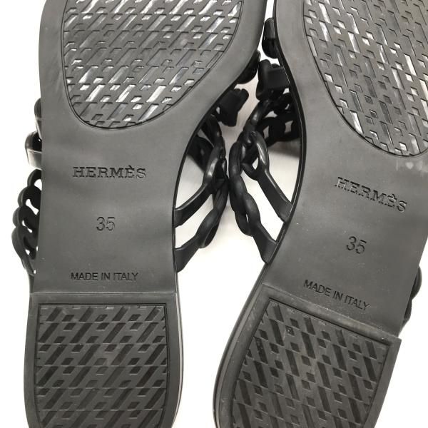 Hermes Rivage Chaine D'ancre Rubber Sandals Black 35
