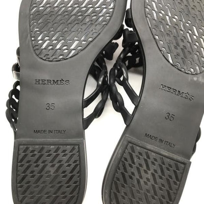 Hermes Rivage Chaine D'ancre Rubber Sandals Black 35