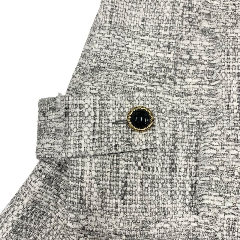 Louis Vuitton Dress Cotton Gray Tweed Short Sleeve 22 SS