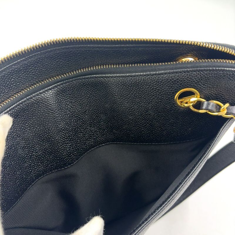 Chanel Triple Coco Mark Serial No 4 Series Chain Shoulder Bag Caviar Skin Black