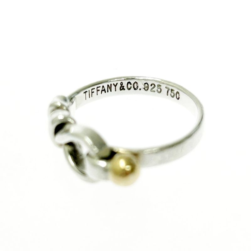 Tiffany & Co Tiffany & Co Silver Gold Hook & Eye Ring 2.7g 925 750 Engraved