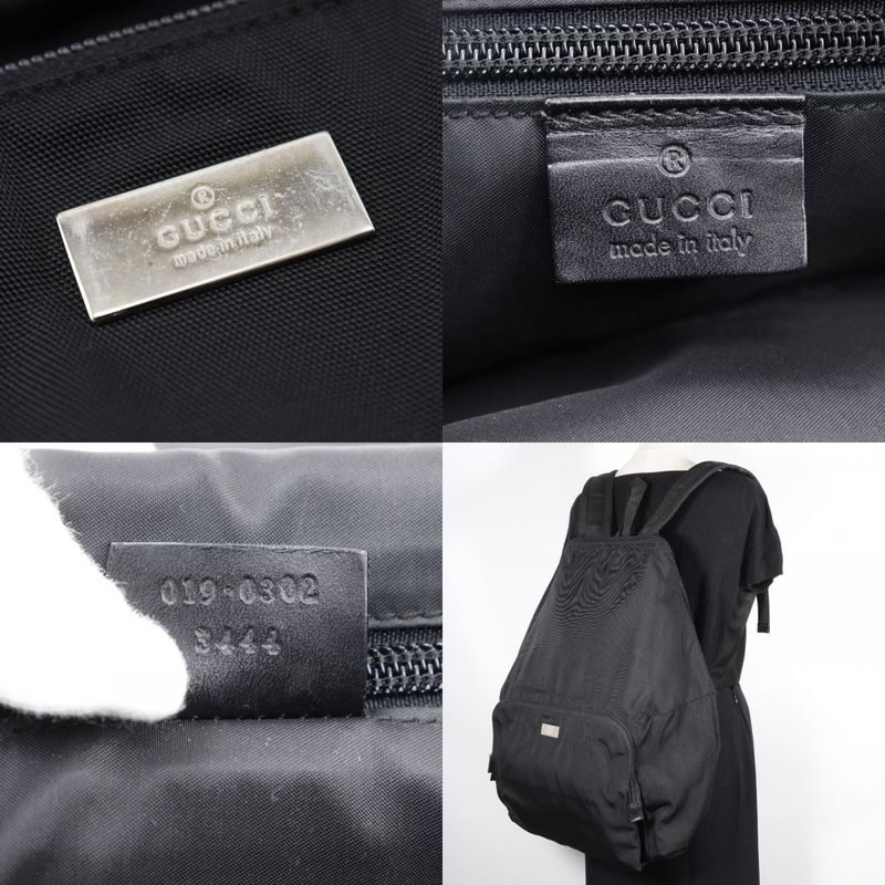 Gucci Backpack 019.0302 Nylon Canvas Black Unisex Backpack/daypack