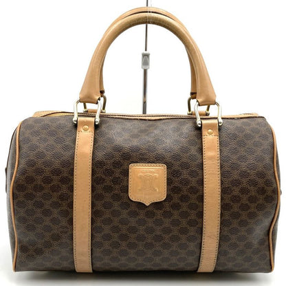 Celine M11 Mini Boston Bag Handbag Macadam PVC Beige Brown Ladies Men