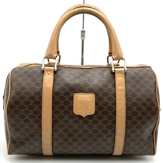 Celine M11 Mini Boston Bag Handbag Macadam PVC Beige Brown Ladies Men