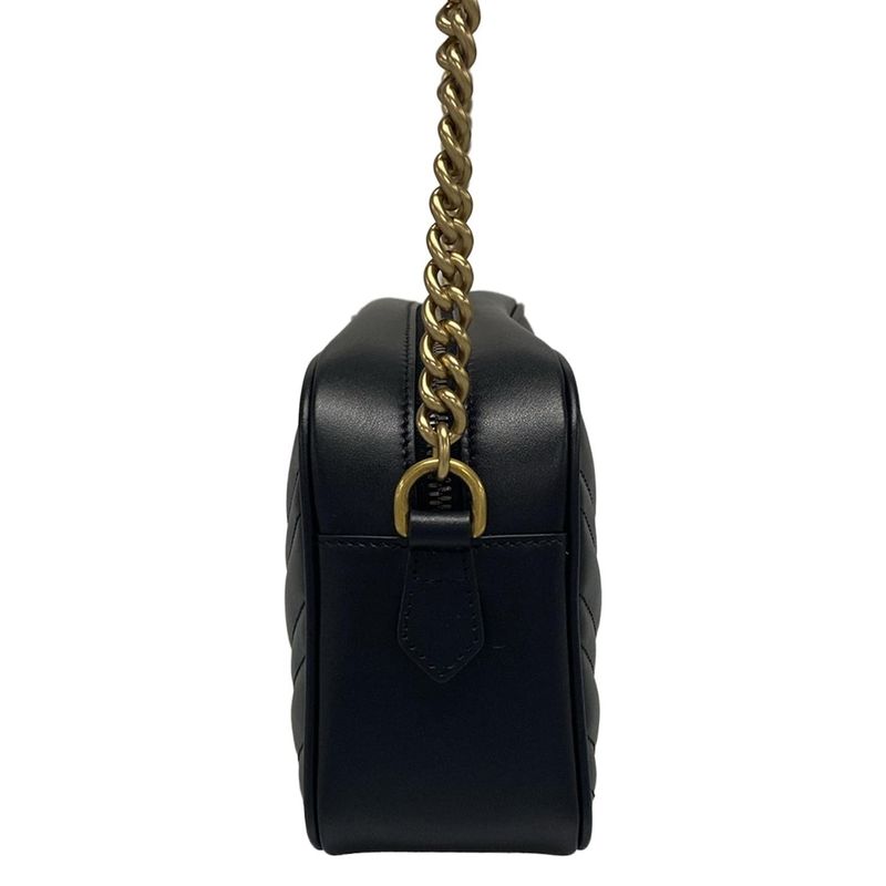 Gucci Shoulder Bag GG Marmont 447632 Black Quilted Leather