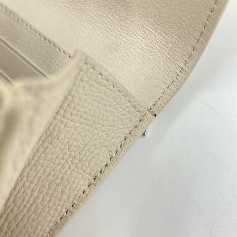 Loewe Bifold Long Wallet Anagram Continental Wallet Leather Beige Wallet Silver