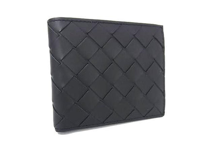 Bottega Veneta Intrecciato Leather Bifold Wallet Coin Purse Black