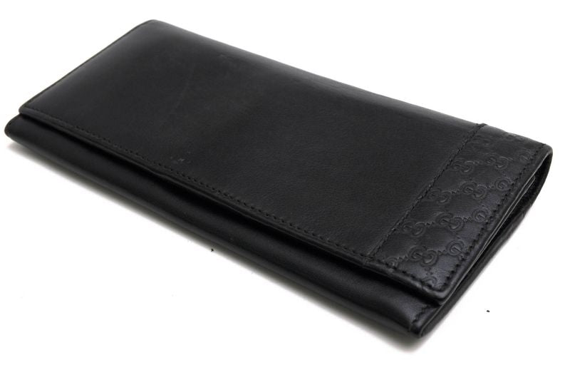 Gucci Long Wallet Women Leather Genuine Black 256434 Mistral Ggshape Pressed