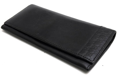 Gucci Long Wallet Women Leather Genuine Black 256434 Mistral Ggshape Pressed