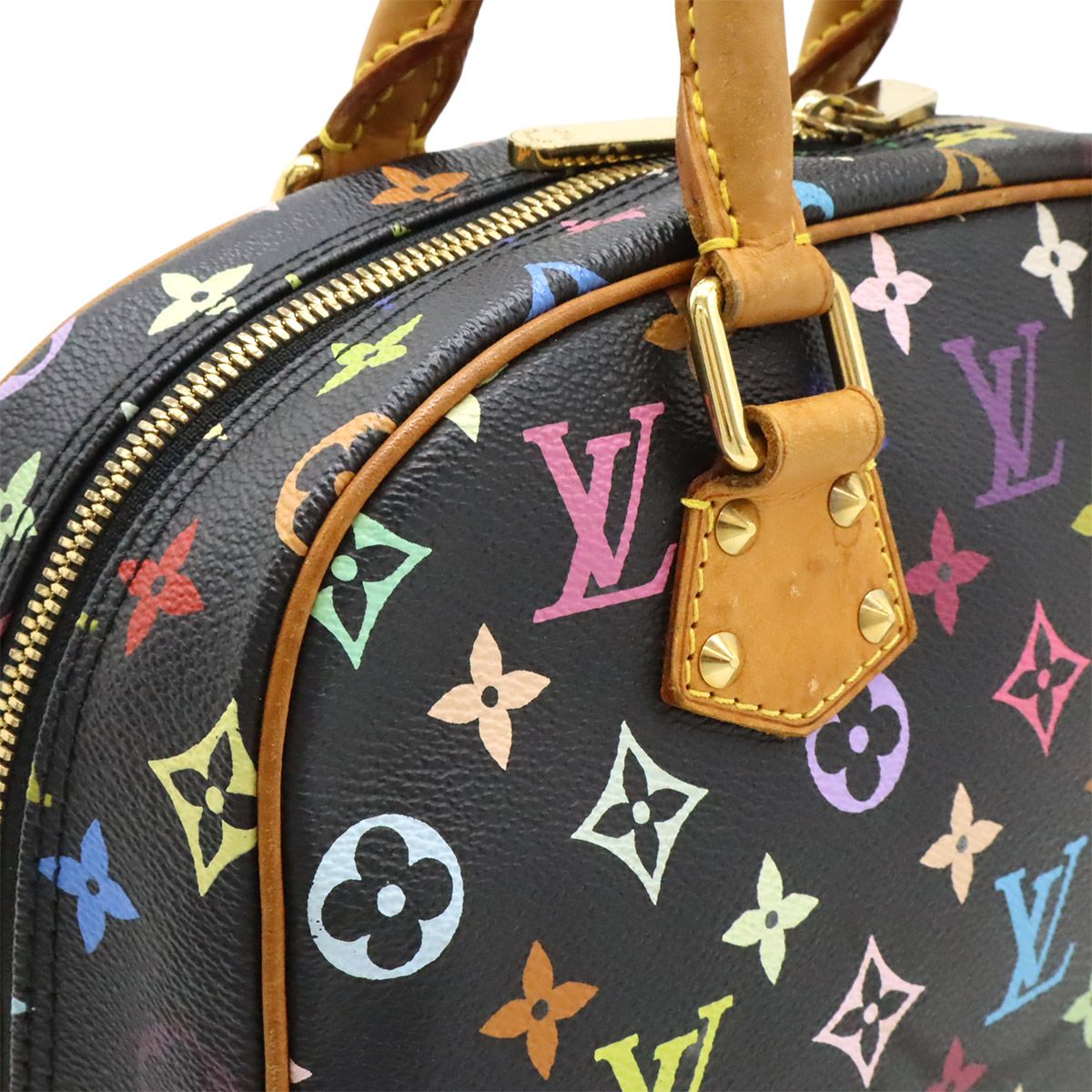 Louis Vuitton Monogram Multicolor Trouville Handbag Noir Black Black Gold