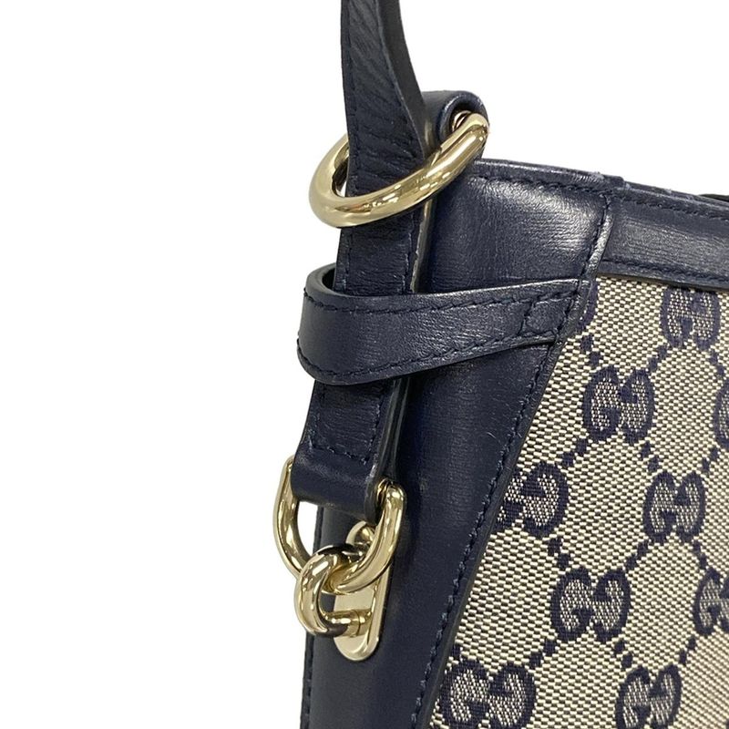 Gucci Shoulder Bag GG Pattern 782919 Gray×navy×red Leather