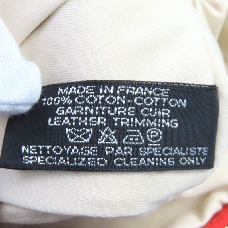 Hermes Bolide Pouch Mini 100% Cotton H Logo Embroidery Leather Use Cosmetic