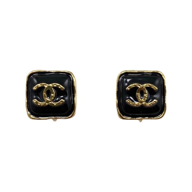 Chanel Earring Square Coco Mark Abc253 Black Gold Chanel Unused