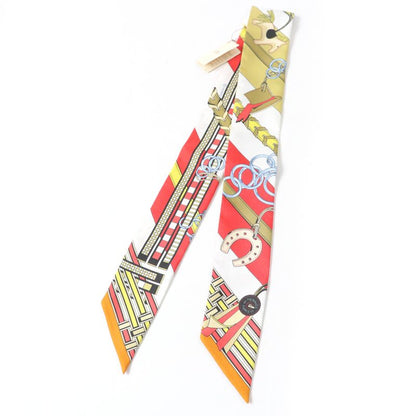 Hermes Brides Et Gris-gris Horse Maitreya And Charm 100% Silk Rouge/white/mordre