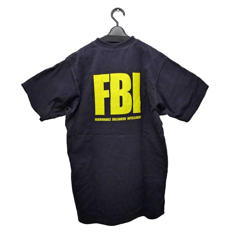 Balenciaga Reversible T-shirt FBI L Size 681467 Navy-black Men's