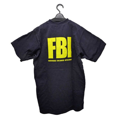 Balenciaga Reversible T-shirt FBI L Size 681467 Navy-black Men's