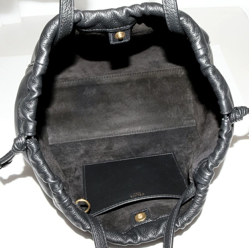 Celine Hand Tote Shoulder Bag Triomphe Cabas Small Drawstring Ring Grained