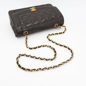 Chanel Matelasse Diana Chain Shoulder Bag Shoulder Bag Black Lambskin
