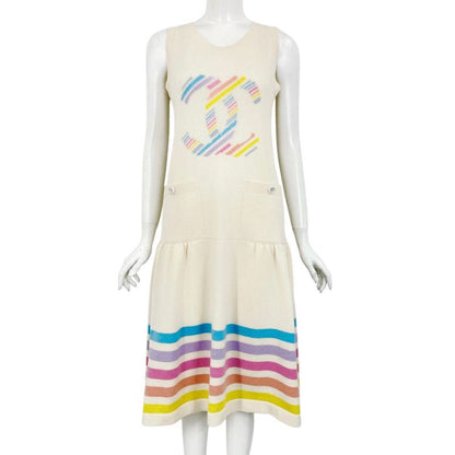 Chanel Dress 19C Coco Mark Coco Button Cashmere Knit Multicolor Storage With Bag